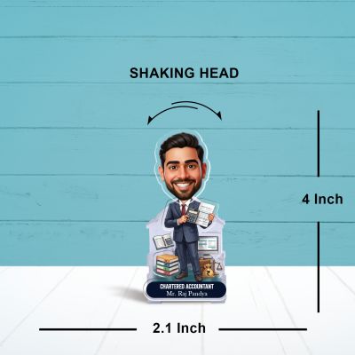 Customized Chartered Accountant (CA) Bobblehead Caricature Standee Desk Decor for CA, Accountants & Finance Professionals Gifts for CA Aspirant & Company CA Battery Powered Moving Head